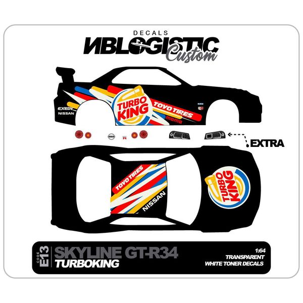 1/64 Scale SKYLINE R34 Custom Universal WaterSlide Decal for Hot Wheels 011