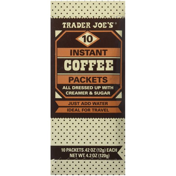 Trader Joe's Instant Coffee Packets with Creamer & Sugar 10 Packets, 4.2 Oz (Pack of 2)