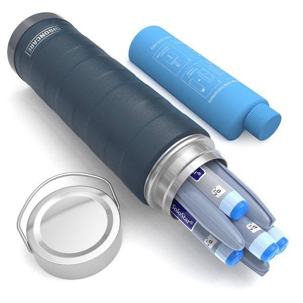 DISONCARE 74H 7 Insulin Pen Kühltasche 2-8 Grad Medikamente Kühltasche für Reisen TSA kleine Kühlbox Diabetiker Tasche für unterwegs mit 2 Kühlakkus | QR Medizinische Aufkleber(Blau)