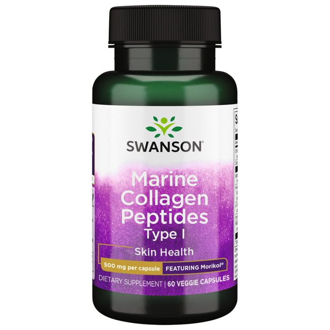 Swanson Marine Collagen Peptides Type I - Featuring Morikol 500 mg 60 Veg Caps