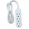 Kab Enterprise PS-304 White Mini 3-Outlet Power Strip - Quantity 1