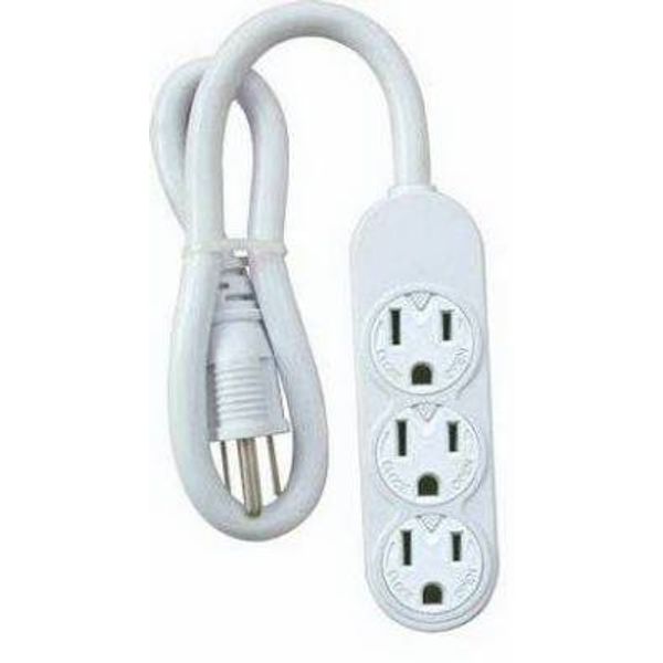Kab Enterprise PS-304 White Mini 3-Outlet Power Strip - Quantity 1