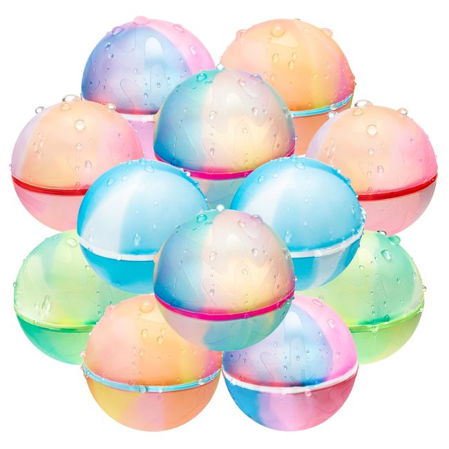 12Pcs Reusable Water Balloons for Kids Magnetic Self Sealing Quick Fill Water Balloons, Summer Water Toys Refillable Water Bomb, Outdoor Pool Toys, Used for Water Fight Game, Summer Party.