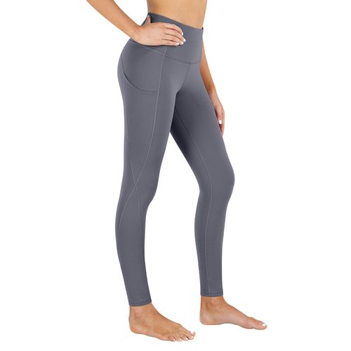 PHISOCKAT Women's High Waist Yoga Pants with Pockets, Leggings with Pockets, Tummy Control Workout Yoga Leggings Gray