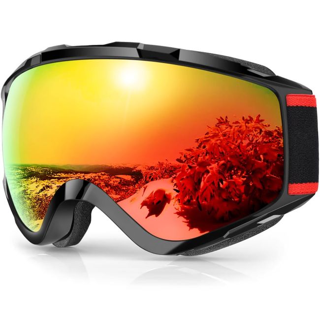 Findway Skibrille, Snowboard Brille für Brillenträger Herren Damen Erwachsene Jugendliche OTG UV-Schutz Kompatibler Helm Anti Fog Skibrillen Sphärisch Verspiegelt