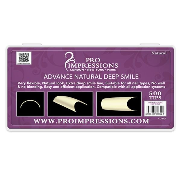 Pro Impressions Advance Natural Deep Smile 50 Nail Tips, Size 9