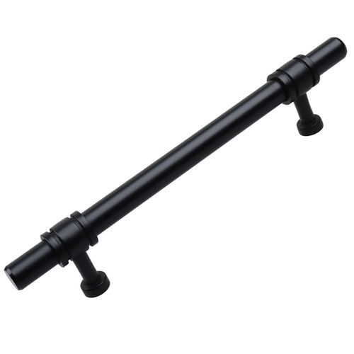 GlideRite Hardware 4340-128-MB 5 inch CC Solid Steel Barrel Ring Cabinet Bar Pulls, 5", Matte Black Finish… (10)