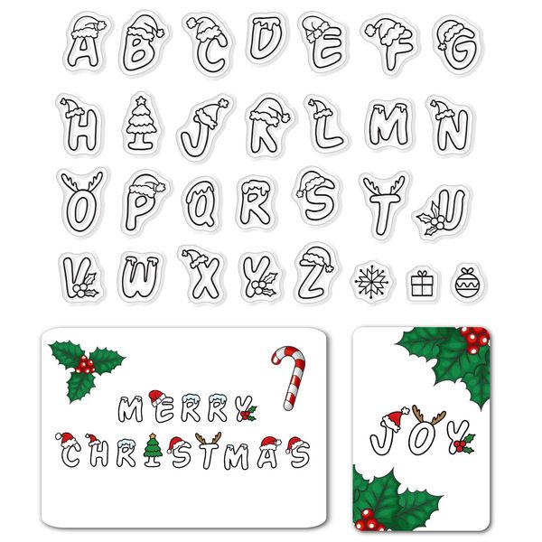 craspire Weihnachts-Klarstempel, Initialen, Buchstabe, Schneeflocke, Silikonstempel, Siegel, Transparente Silikonstempel Für Weihnachtskarten, Dekoration, DIY, Scrapbooking, Prägung, Dekor, Basteln