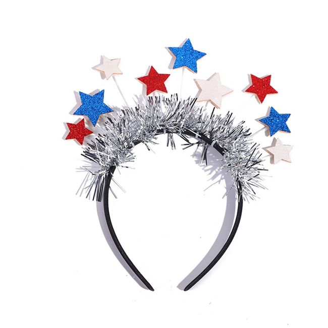 AVMBC 4th of July Headband Glittery Stars Headband Stars Hair Accessory for Independence Day Patriotic Party Decorations