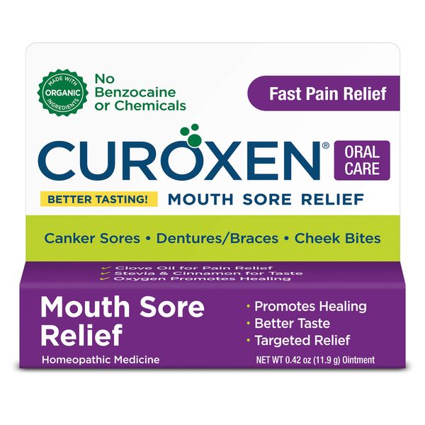 CUROXEN Mouth Sore Relief, Made with All-Natural Ingredients Including Olive Oil, Calendula, Beeswax, Clove Essential Oil, and Cinnamon Oil, Gluten-Free - 0.42 oz