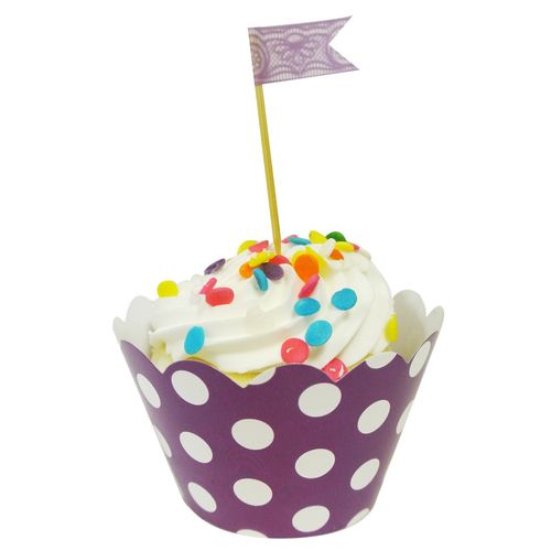 Wrapables Standard Size Polka Dots Cupcake Wrappers (Set of 20), Purple
