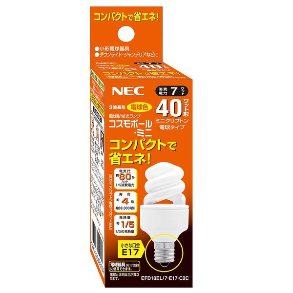 Nec 40 Shape Bulb Shape Fluorescent Cosmo Ball Mini E17 Base Bulb Color efd10el/7 – E17 – C2 °C