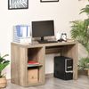 Traditional Natural Wood Home Office PC Desk w/Storage Shelving and Sturdy Frame