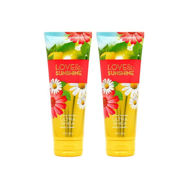 Bath and Body Works Love & Sunshine 2 Pack Ultra Shea Body Cream 8 Oz. (Love & Sunshine)