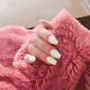 Wedity 24 PCS Short Square Coffin Nail Stickers White Fake Nail Stickers Jelly Glue Stickers Press on False Nails Daily Wear Artificial Nails False Nails (Coffin)