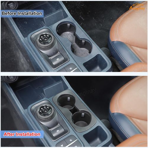 Aunginsy Center Console Cup Holder Protector Compatible with Ford Maverick 2022-2025 Car Central Control Front Gear Shifter Drink Cup Holder Organizer Tray Storage Box Insert Coaster TPE Accessories