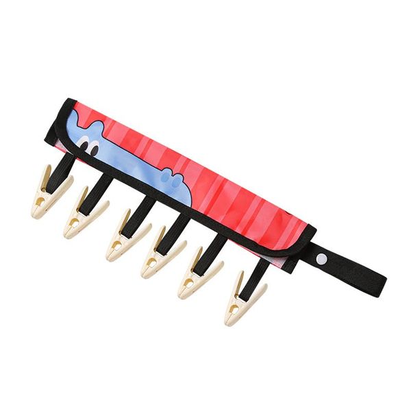 Foldable towel clip, space saving, 6 clips, towel rack, multifunctional portable (8x13cm)