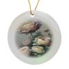 Circle Porcelain Ornament - Modern Blush Ivory Flowers Backgrounds
