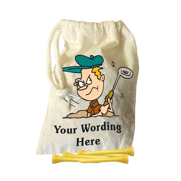 Best Impressions Personalised Natural Drawstring Tee Bag - with 100 plain 54mm tees