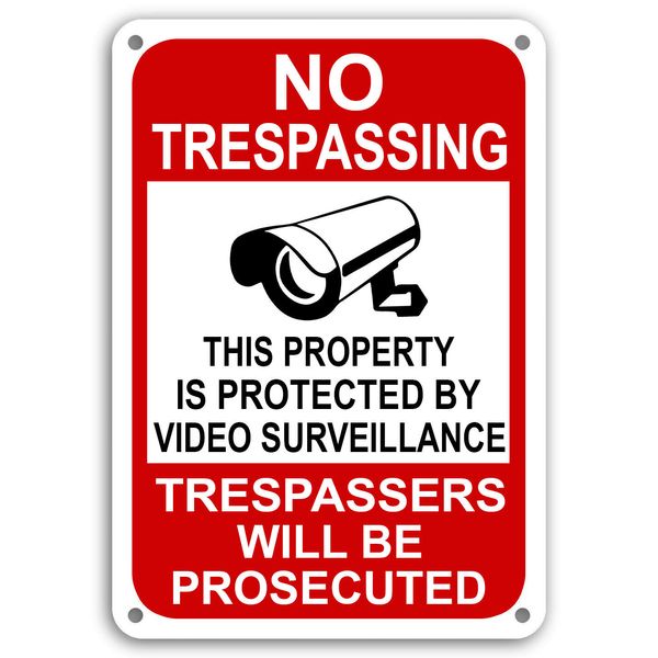 No Trespassing This Area Under Video Surveillance security camera 10"x 14" Sign