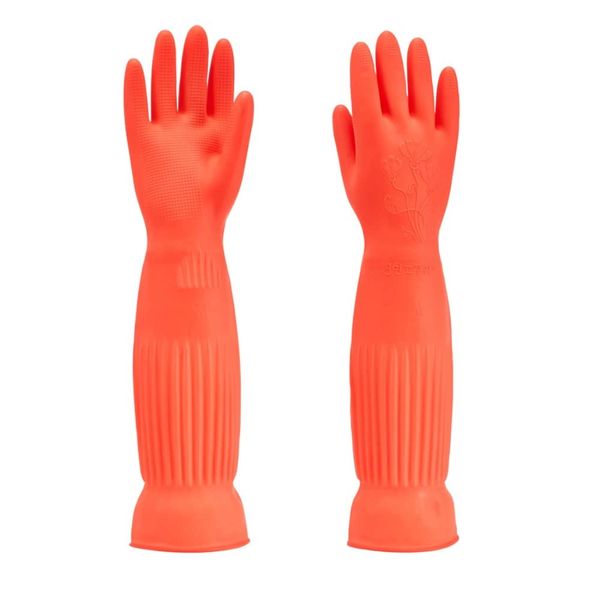 MIN-XL Cleaning Glove, Waterproof and Oil-resistance, Suitable for kitchen Cleaning、Clothes Washing、Household Cleaning、 Dishwashing、Car Wash、Indoor and Outdoor Cleaning、Pet Care Use,etc (Red, M)