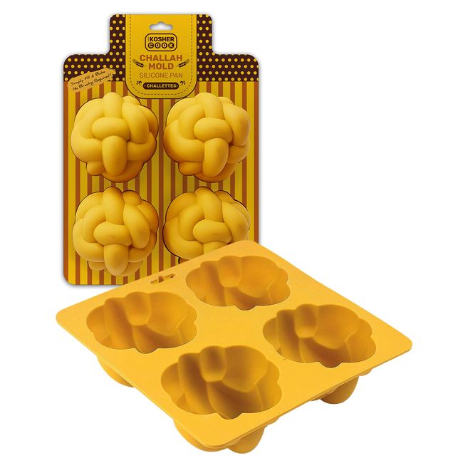 The Kosher Cook Silicone Braided Challah Mold - 4 Small Challettes - Braided Oval Challah Pan - Challah Bread Baking Mold - No Shaping Required