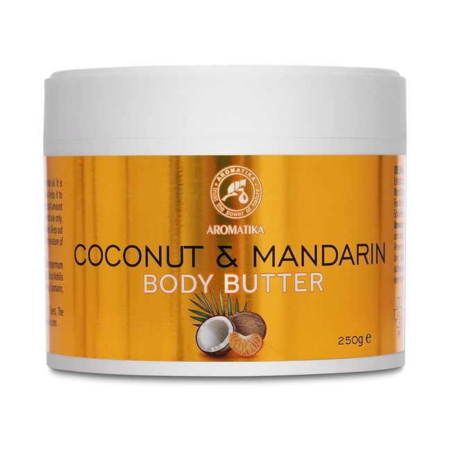 Coconut & Mandarin Body Butter - 250 g - Herbal Oils Butter - Natural Body Moisturizer - Multipurpose Skincare - Coconut Butter for Rough Skin Body Butter for Massage - Mandarin Butter - Hand Care