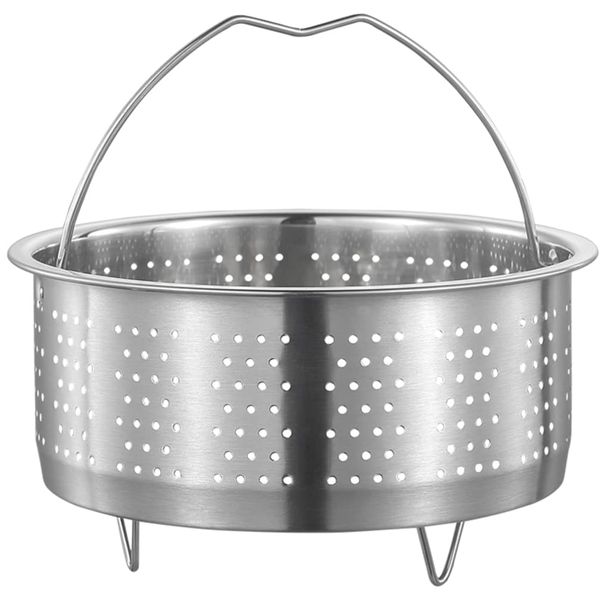 Luxshiny Steamer Basket Stainless Steel Stacked Veggie Fish Seafood Vegetable Steam Basket with Handle Rice Cooker Steamer Insert Replacement for Kitchen 18cm