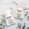 Personalised Dog Treats Linen Style Drawstring Bag Pouch Gift