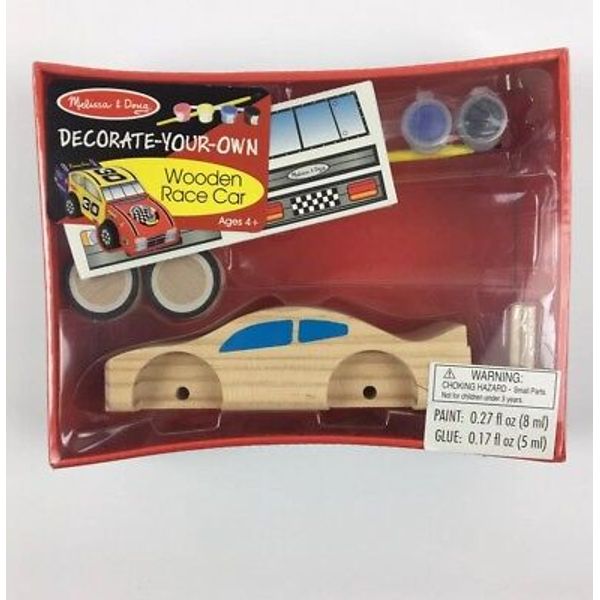 Melissa & Doug Decorate-Your-Own Wooden Race Car Craft Kit DIY New Sealed