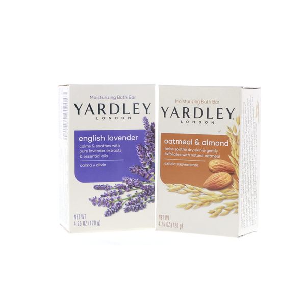 Yardley London Oatmeal & Almond and English Lavender Naturally Moisturizing Bath Bar 4.25oz, 2-Bar Bundle