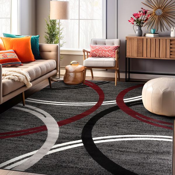 Rugshop Rugs Modern Abstract Circles Design Carpet Rugs for Living Room 5x7 Rugs