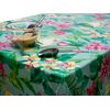 Wipe Clean Tablecloth Oilcloth PVC Vinyl Green and Pink Tropical Birds and Butterflies 140cm x 190cm Rectangle (55" x 75")