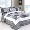 Sansar 3 Piece Traditional Quilted Bedspread Set Embossed Patchwork inc. 2 Pillowshams Single/Double/King (Black & Grey Patchwork, Single (180x250cm))