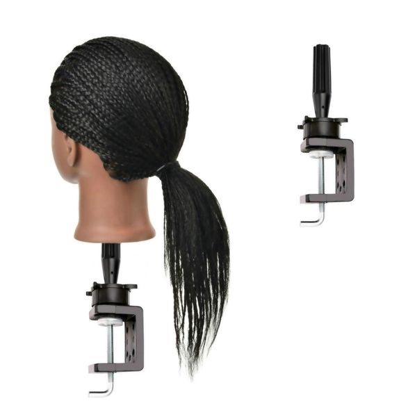 RYHAIR Human Hair Mannequin Head Wig Head Metal Table Clamp Stand for Hairdresser Practice Training Braiding Styling Display Manikin Cosmetology Doll Head Foam Styrofoam Block Canvas Head