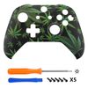eXtremeRate Soft Touch Faceplate Case, Front Housing Shell Cover, Custom Patterned Replacement Kit for Xbox One S & Xbox One X Controller - Green Weeds