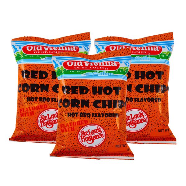 Old Vienna of St. Louis Snacks (Red Hot Corn Chips Hot Barbecue, 8 oz 3 Pack)