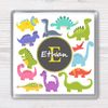 Childrens Dinosaur Personalised Drinks Coaster, Any Name & Initial (Design 1)