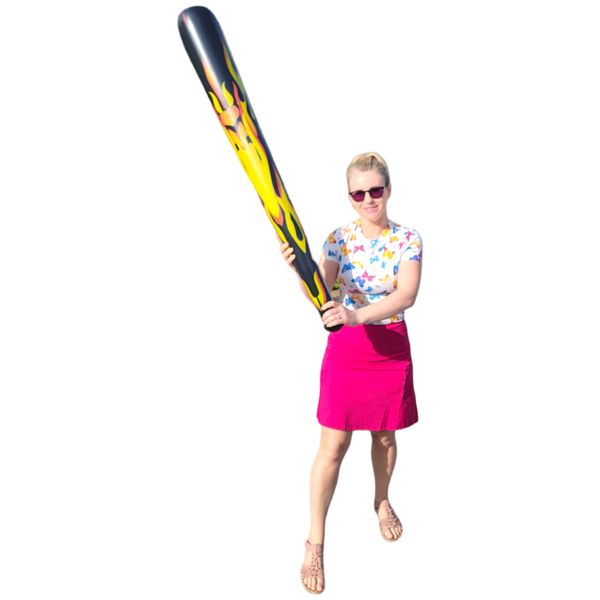 54" Jumbo Fire Flame Inflatable Baseball Bat (1 Pack) Inflate Toy Perfect Party Favor Playground Fun Sport