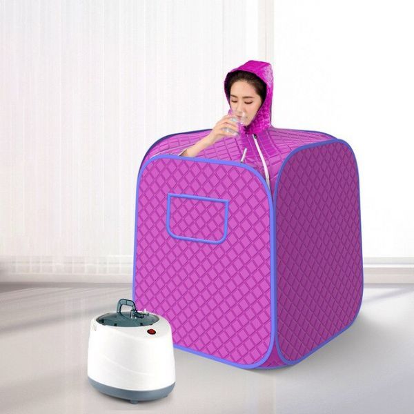 Portable Bath Sauna Spa Machine Steamer Type Foldable Sauna Controller Bag Cabin for Home Steam Sauna Room, Purple