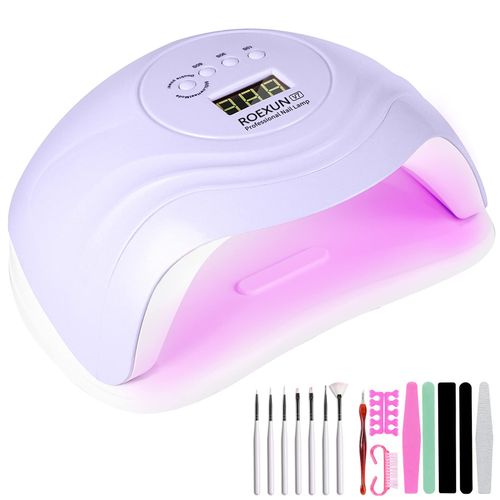 ROEXUN UV LED Lamp for Nails, 168 W Nail Dryer for Gel Nail Polish, Portable USB Charging Function, Auto Sensor Curing Lamp with 4 Timer Settings, Nail Tools for Fingernails and Toenails