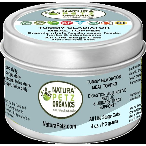 Tummy Gladiator Meal Topper - Digestion, Adjunctive Reflux for Cats, 4 Oz.