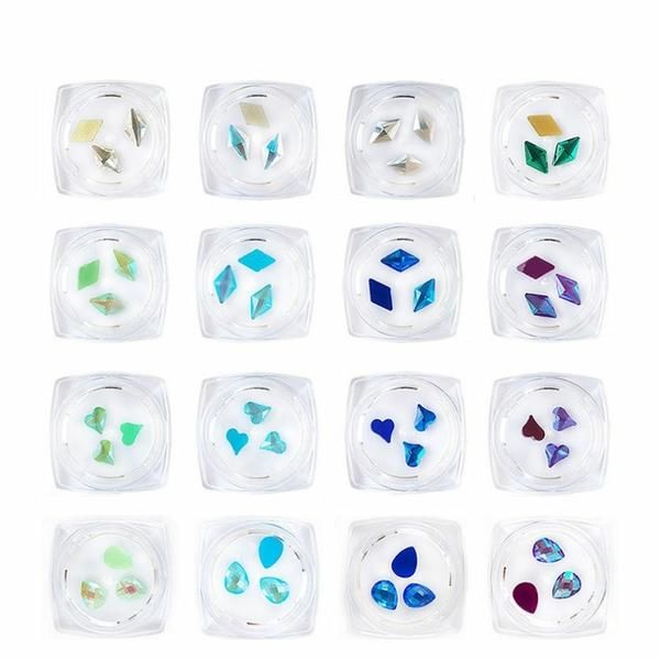 Nail Art Glass Color Flat Flat Stone 3 Piece Set 48 Pieces (WC93822)