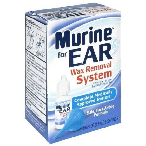 Murine Ear Wax Removal Aid System Safe Fast-Acting Formula & Syringe 0.5 Fl Oz