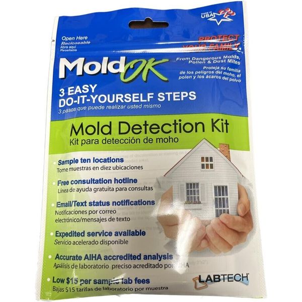 1 PIECE OF LABTECH MOLD OK MOLD DETECTION KIT NIP 3 EASY DO-IT-YOURSELF STEPS