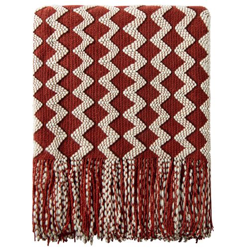 NTBAY Acrylic Knitted Throw Blanket, Lightweight and Soft Cozy Decorative Woven Blanket with Tassels for Travel, Couch, Bed, Sofa, 51x67 Inches,Red and White Striped