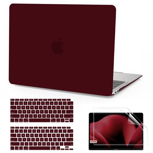 Anban Compatible with MacBook Air 13 inch Case M1 2021 2020 2019 2018 A2337 A2179 A1932 Touch ID, Matte Plastic Hard Shell Case for MacBook Air 13.3 inch+2 Keyboard Cover+Screen Protector,Marsala Red