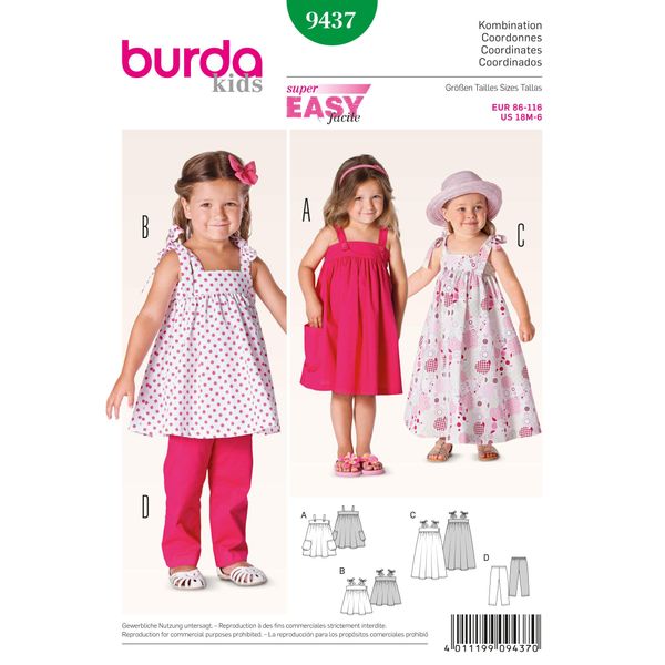 Burda Style Sewing Pattern B9437 Toddler's Co-ordinates