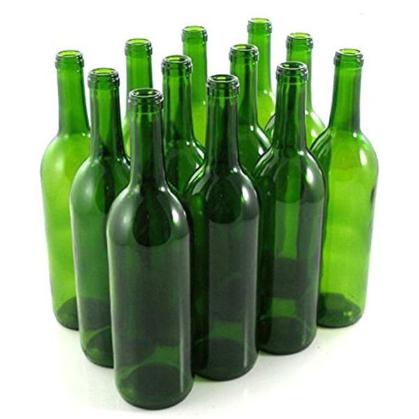 Green Wine Bottles, 750 ml Capacity (Pack of 12)