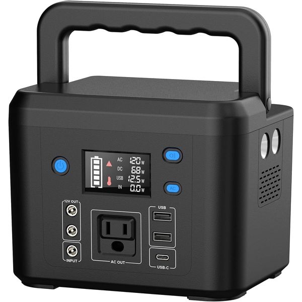 Portable Power Station 200W External Battery Charger Flashlight Solar Generator